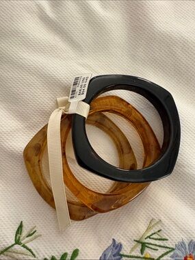 Stacked Brown and Black Resin Bangle Set - Women Accessories